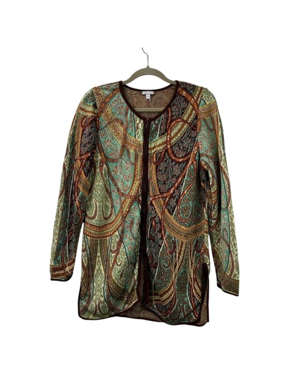 Peruvian Connection Women's XL Paisley 100% Pima Cotton Peru Cardigan Sweater